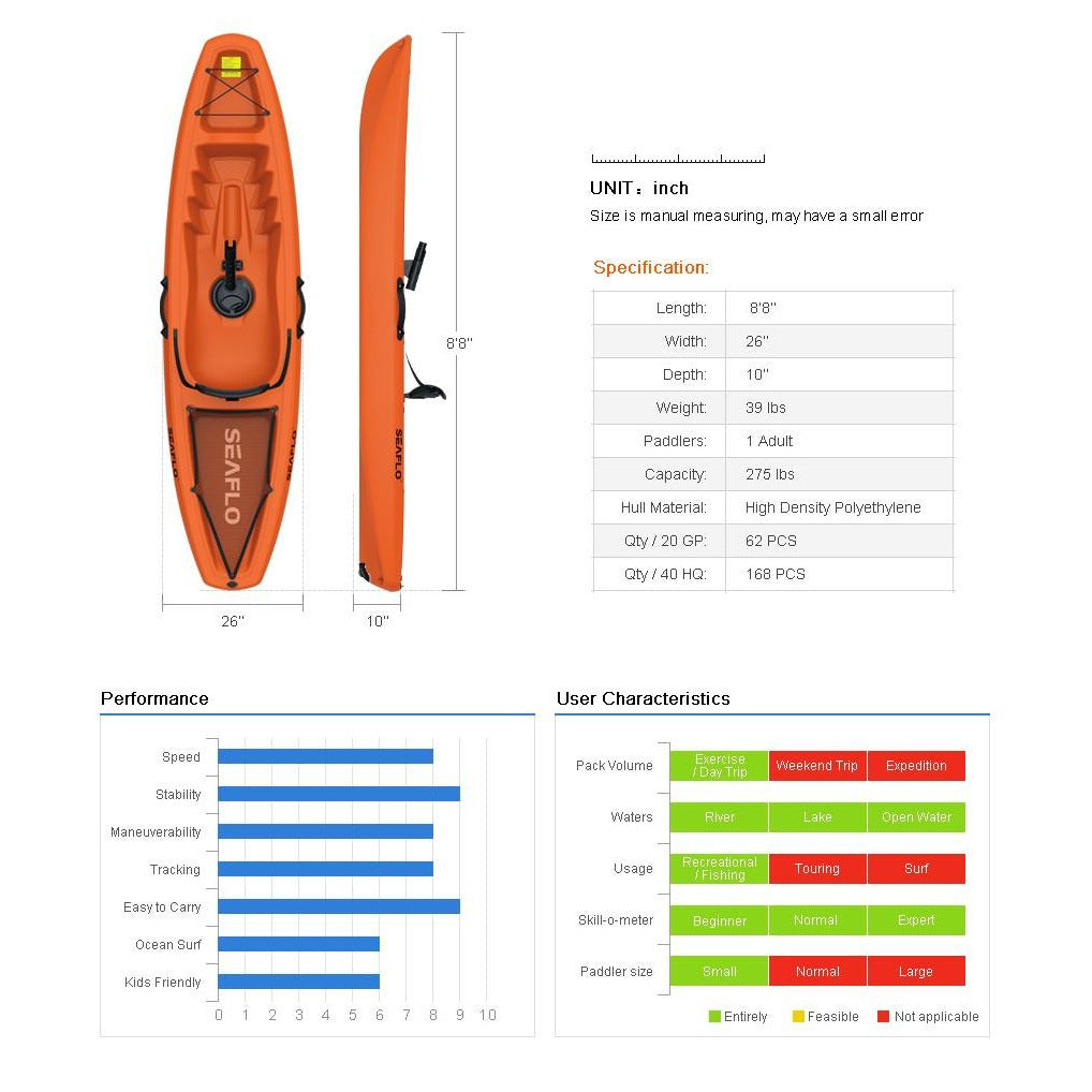 Seaflo 9ft Sit on Top Kayak with Paddle & Buoyancy Aid